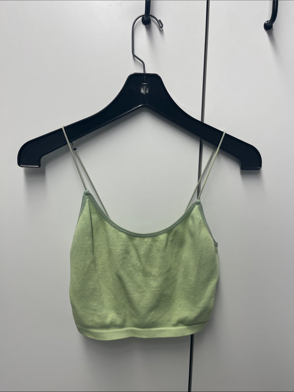 Essentials Light Green Ribbed Crop Cami
